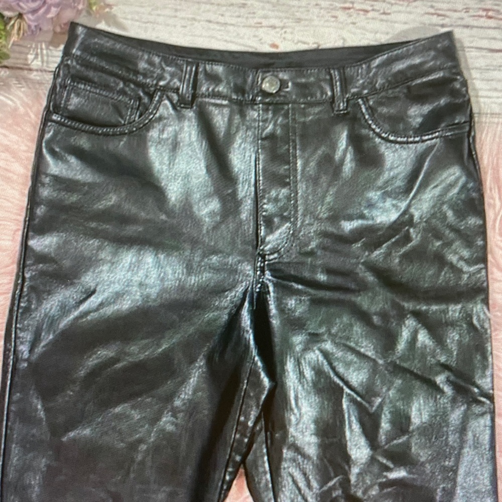 Aritzia Black Faux Leather Wide-Leg Jeans - Picture 4 of 4